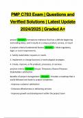 PMP C783 Exam | Questions and Verified Solutions | Latest Update 2024/2025 | Graded A+