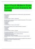 Sport Psych Midterm Exam Questions and Answers All Correct 