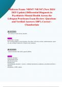 Midterm Exam: NR547/ NR 547 (New 2024/ 2025 Update) Differential Diagnosis in  Psychiatric-Mental Health Across the Lifespan Practicum Exam Review- Questions  and Verified Answers-100% Correct - Chamberlain 