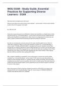 WGU D169 - Study Guide, Essential Practices for Supporting Diverse Learners - D169 well answered already passed