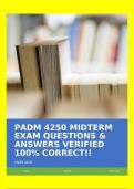 PADM 4250 MIDTERM EXAM QUESTIONS & ANSWERS VERIFIED 100% CORRECT!!