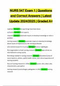 NURS 547 Exam 1 | Questions and Correct Answers | Latest Update 2024/2025 | Graded A+