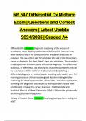 NR 547 Differential Dx Midterm Exam | Questions and Correct Answers | Latest Update 2024/2025 | Graded A+