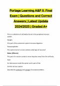 Portage Learning A&P II: Final Exam | Questions and Correct Answers | Latest Update 2024/2025 | Graded A+