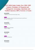 WGU D196 Objective Assessments/ WGU D196 Pre-Assessments / WGU D196 Final Exams  (New 2024/ 2025 Updates BUNDLED TOGETHER WITH COMPLETE SOLUTIONS) Principles of Financial and Managerial Accounting  | Questions and Verified Answers| 100% Correct| Grade AWG