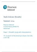 Mark Scheme (Results) Summer 2024 Pearson Edexcel In GCE History (9HI0/1F) Advanced Paper 1: Breadth study with interpretations 1F: In search of the American dream: the USA, c1917-96