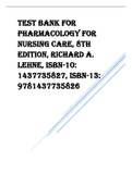 Test Bank for Pharmacology for Nursing Care, 8e, Lehne