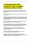 IT Management C954 questions with complete verified solutions 2024