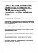 C954 - MS-ITM Information Technology Management - PQGC questions with complete verified solutions 2024