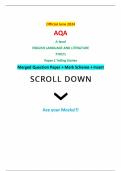 Official June 2024 AQA A-level ENGLISH LANGUAGE AND LITERATURE 7707/1 Paper 1 Telling Stories Merged Question Paper + Mark Scheme + Insert