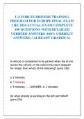 U.S FORCES DRIVERS TRAINING PROGRAM FOR EUROPE FINAL EXAM 2 HE 2024 ACTUAL EXAM COMPLETE 450 QUESTIONS WITH DETAILED VERIFIED ANSWERS (100% CORRECT ANSWERS) / ALREADY GRADED A+