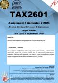 TAX2601 Assignment 3 (COMPLETE ANSWERS) Semester 2 2024 - DUE 2 September 2024