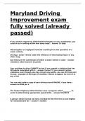 Maryland Driving Improvement exam fully solved (already passed)