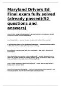 Maryland Drivers Ed Final exam fully solved (already passed)