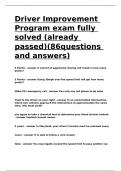 Driver Improvement Program exam fully solved (already passed)(86questions and answers).