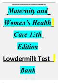 Test Bank for Maternity and Women’s Health Care, 13th Edition (Lowdermilk, 2024), Chapter 1-37 | All Chapters