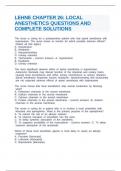 LEHNE CHAPTER 26: LOCAL ANESTHETICS QUESTIONS AND COMPLETE SOLUTIONS