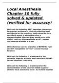 Local Anesthesia Chapter 10 fully solved & updated (verified for accuracy)