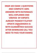 ENGR 102 EXAM 1 QUESTIONS AND COMPLETE 100% ANSWERS WITH RATIONALES WELL EXPLAINED AND VERIFIED  BY EXPERTS ALREADY PASSED!!!!!LATEST UPDATE 2024 GRADED A+ WITH GUARANTEED SUCCESS AFTER DOWNLOAD (ALL YOU NEED TO PASS YOUR EXAMS)