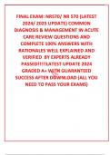 FINAL EXAM: NR570/ NR 570 (LATEST 2024/ 2025 UPDATE) COMMON DIAGNOSIS & MANAGEMENT IN ACUTE CARE REVIEW QUESTIONS AND COMPLETE 100% ANSWERS WITH RATIONALES WELL EXPLAINED AND VERIFIED  BY EXPERTS ALREADY PASSED!!!!!LATEST UPDATE 2024 GRADED A+ WITH GUARAN