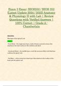 Exam 2 Essay: BIOS252 / BIOS 252 (Latest Update 2024 / 2025) Anatomy & Physiology II with Lab | Review Questions with Verified Answers | 100% Correct | Grade A - Chamberlain