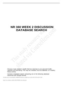 NR 360 WEEK 2 DISCUSSION DATABASE SEARCH|INFORMATIC GUIDE  