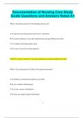 Documentation of Nursing Care Study Guide Questions and Answers Rated A+