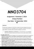 MNO3704 Assignment 3 (COMPLETE ANSWERS) Semester 2 2024  - DUE 16 September 2024