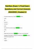 Nutrition (Exam 1) Final Exam | Questions and Correct Answers 2024/2025 | Graded A+