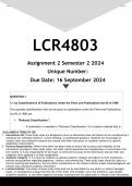 LCR4803 Assignment 2 (ANSWERS) Semester 2 2024 - DISTINCTION GUARANTEED