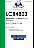 LCR4803 Assignment 2 (QUALITY ANSWERS) Semester 2 2024