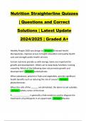 Nutrition Straighterline Quizzes | Questions and Correct Solutions | Latest Update 2024/2025 | Graded A+