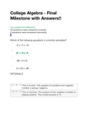 College Algebra - Final Milestone with Answers 2024