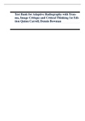 Test Bank for Adaptive Radiography with Trauma, Image Critique and Critical Thinking 1st Edition Quinn Carroll, Dennis Bowman