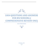 1004 QUESTIONS AND ANSWERS FOR RN NURSING ( COMPREHENSIVE REVIEW ONE)