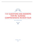 1141 QUESTIONS AND ANSWERS FOR RN- NURSING COMPREHENSIVE REVIEW FOUR