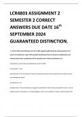 LCR4803 ASSIGNMENT 2 SEMESTER 2 CORRECT ANSWERS DUE DATE 16th SEPTEMBER 2024 GUARANTEED DISTINCTION.