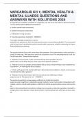 VARCAROLIS CH 1; MENTAL HEALTH & MENTAL ILLNESS QUESTIONS AND ANSWERS WITH SOLUTIONS 2024