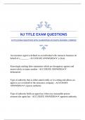 NJ TITLE EXAM QUESTIONS WITH GUARANTEED ACCURATE ANSWERS |VERIFIED