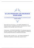 NJ LIFE PRODUCER LIFE INSURANCE EXAM GUIDE WITH GUARANTEED ACCURATE ANSWERS |VERIFIED