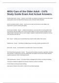  WGU Care of the Older Adult - C475 Study Guide Exam And Actual Answers.