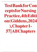 Test Bank for Concepts for Nursing Practice, 4th Edition (Giddens, 2024), Chapter 1-57 | All Chapters