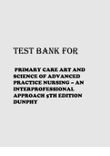 TEST BANK FOR PRIMARY CARE ART AND SCIENCE OF ADVANCED PRACTICE NURSING