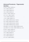 Advanced Pre-Calculus - Trigonometric Identities Questions and and answers