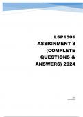 LSP1501 Assignment 8 Full Solutions 2024 ;100 % TRUSTED workings, Expert Solved, Explanations and Solutions.