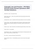  Colorado Law and Practice - PSI REAL ESTATE Exam Review Questions With Verified Solutions.