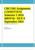 CBC1501 Assignment 2 (WRITTEN) Semester 2 2024 (681974) - DUE 6 September 2024 ;100 % TRUSTED workings, Expert Solved, Explanations and Solutions. 