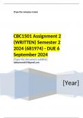 CBC1501 Assignment 2 (WRITTEN) Semester 2 2024 (681974) - DUE 6 September 2024 ;100 % TRUSTED workings, Expert Solved, Explanations and Solutions. 