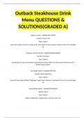 Outback Steakhouse Drink Menu QUESTIONS & SOLUTIONS(GRADED A)