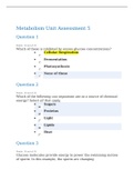 BIOL 103 Quiz 5 Metabolism Unit Answered